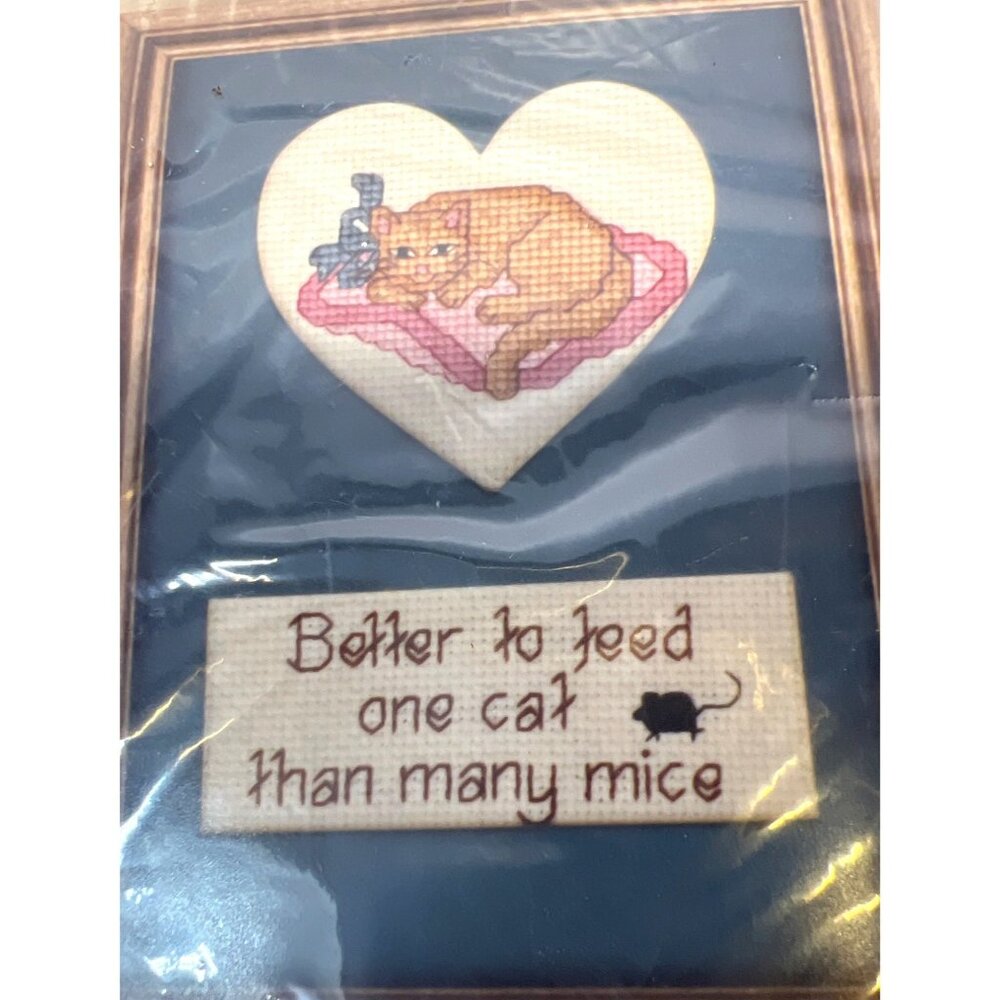 Karens Kreations Cross Stitch Kit "Better To Feed One Cat Than Many Mice" With H